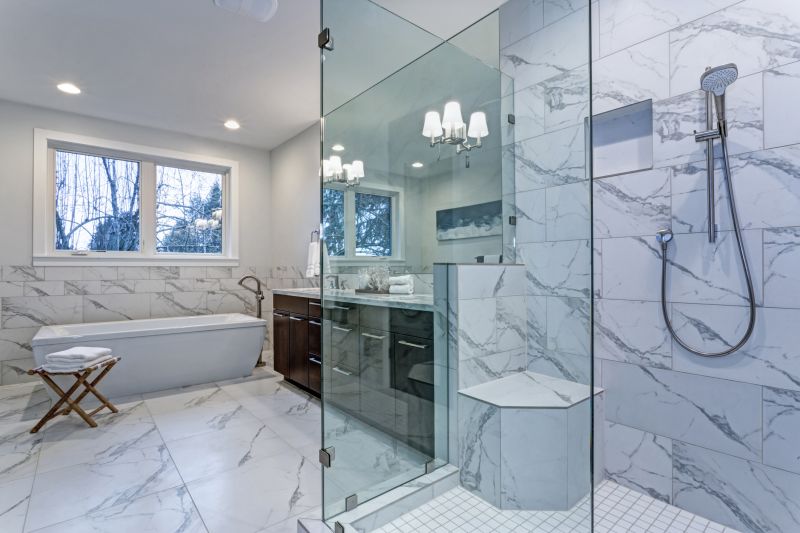 Walk-in Shower with Natural Stone Tiles